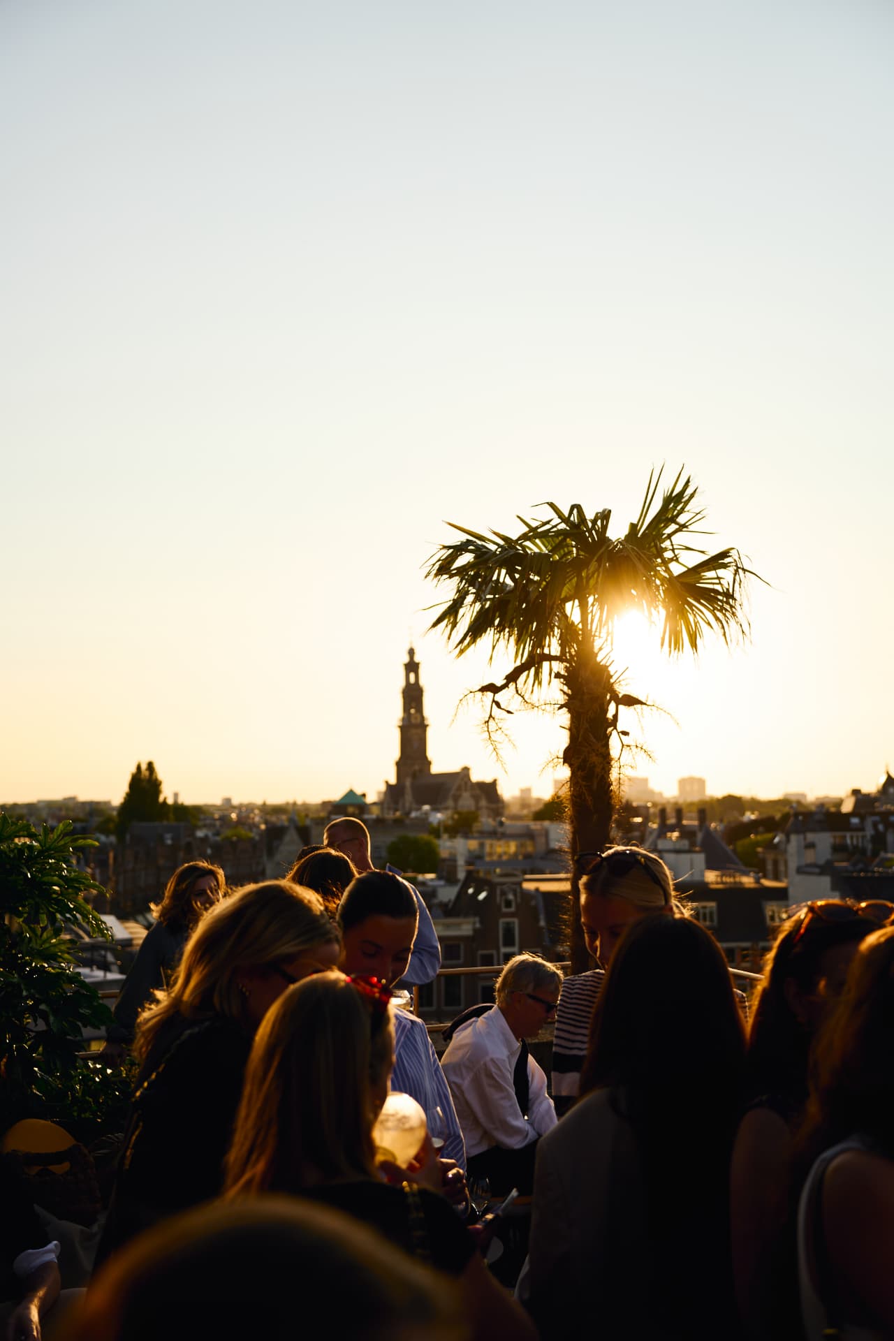 Golden hour on the terrace with the church behind