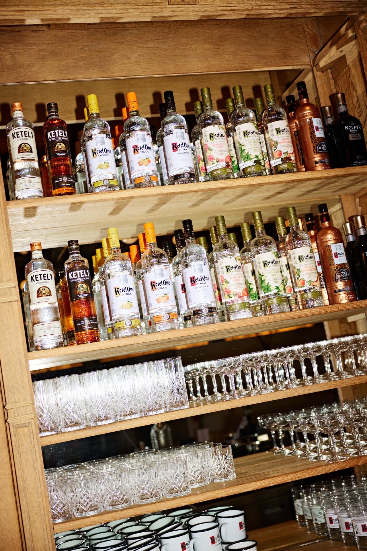 Ketel One collection behind the bar