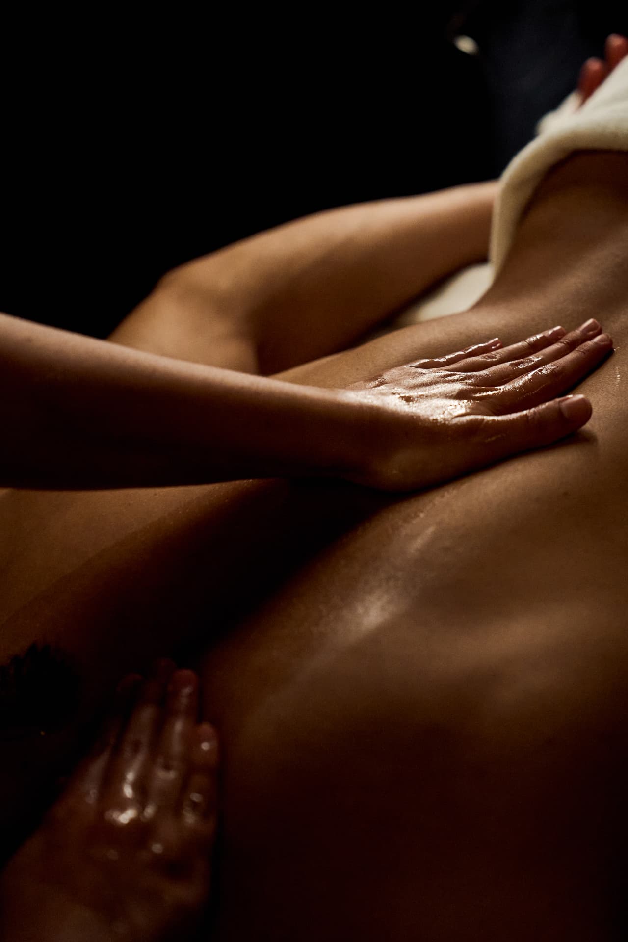 Close frame of a massage in low light