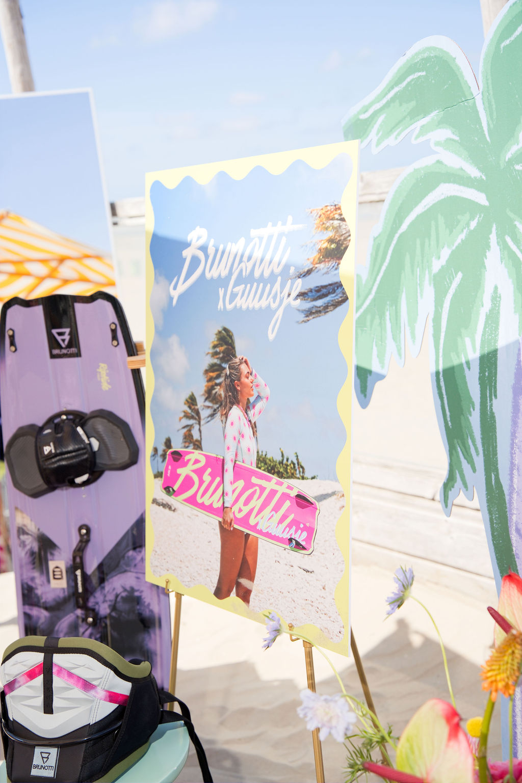 Brunotti x Guusje sign beside a wakeboard