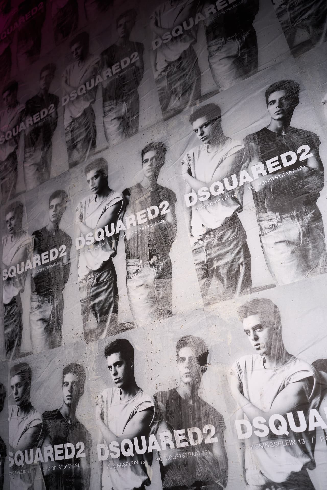 The wheat-pasted DSQUARED2 poster wall in close-up