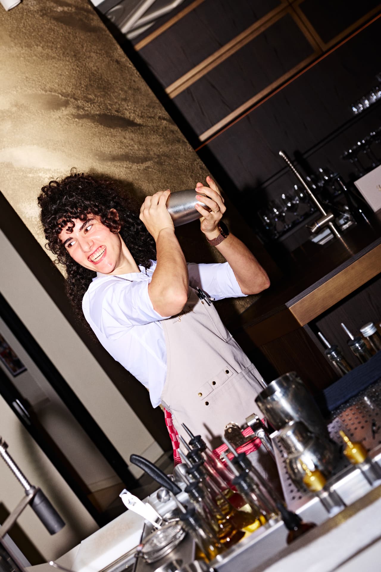 Bartender shaking a cocktail at the bar
