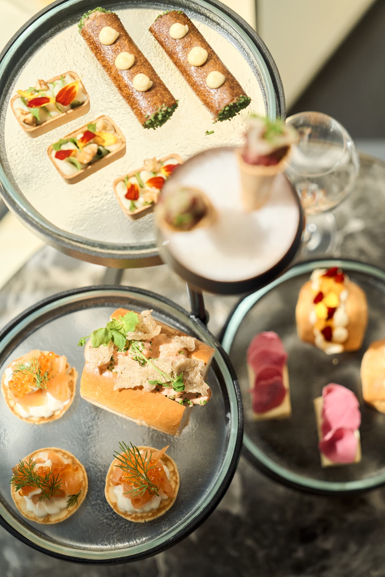 Canapé stand shot from above